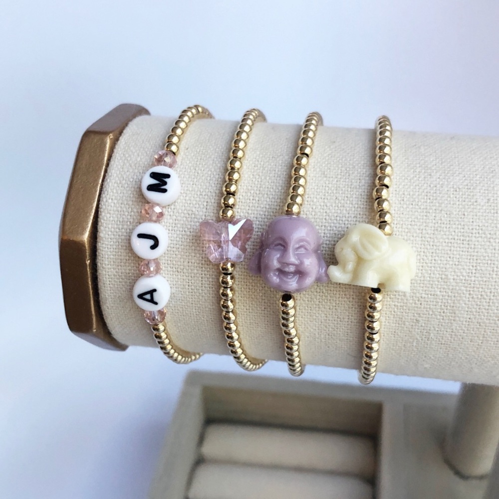 Customize Butterfly Buddha Elephant 14k Bracelet